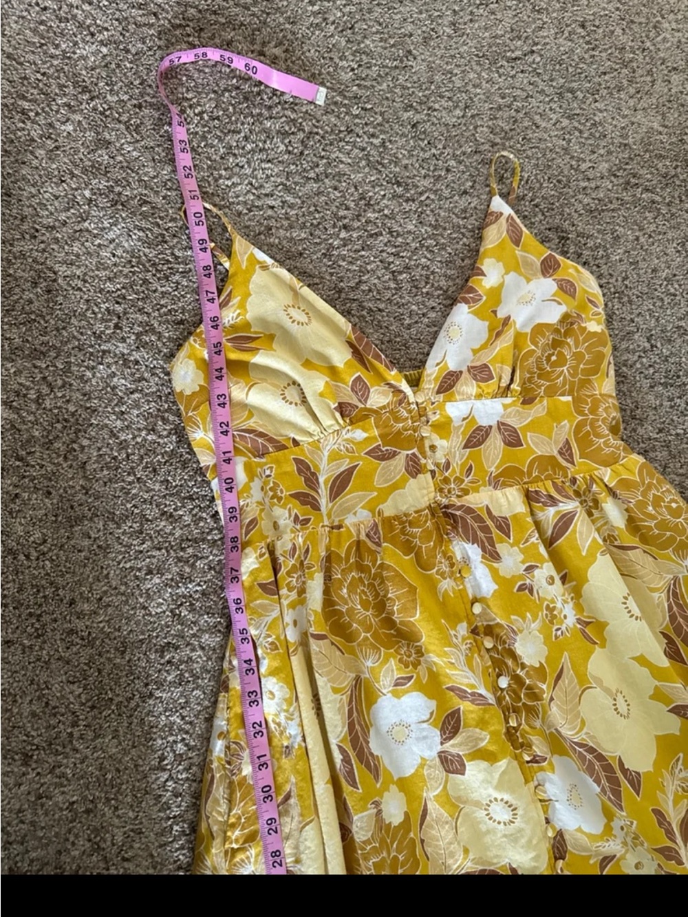 Abercrombie & Fitch Button-Through Yellow Floral Maxi Dress Size Large - Picture 11 of 12